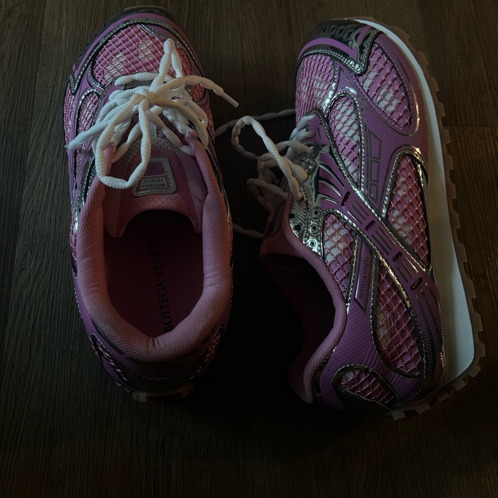 Bottega Veneta Pink and Silver Sneakers